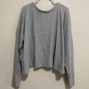 Lucky Brand Grey Ribbed Cutout Back Cropped Pullover Sweater Women's Medium